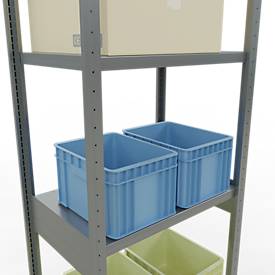 Schulte Lagertechnik Fachbodenregal-Stecksystem MULTIplus 250, Grundregal, Längenriegel, 3000x750x500 mm, 7 Böden, verzinkt