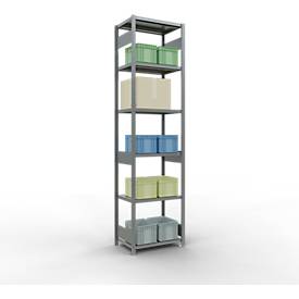 Schulte Lagertechnik Fachbodenregal-Stecksystem MULTIplus 250, Grundregal, Längenriegel, 3000x750x500 mm, 7 Böden, verzinkt