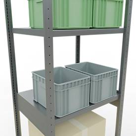 Schulte Lagertechnik Fachbodenregal-Stecksystem MULTIplus 250, Grundregal, Längenriegel, 3000x750x600 mm, 7 Böden, verzinkt