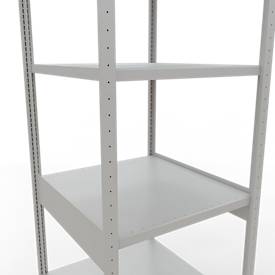 Schulte Lagertechnik Fachbodenregal-Stecksystem MULTIplus 250, Grundregal, Längenriegel, 3000x750x800 mm, 7 Böden, lichtgrau