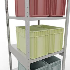 Schulte Lagertechnik Fachbodenregal-Stecksystem MULTIplus 250, Grundregal, Längenriegel, 3000x750x800 mm, 7 Böden, lichtgrau