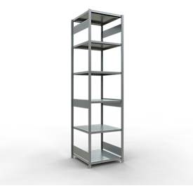 Schulte Lagertechnik Fachbodenregal-Stecksystem MULTIplus 250, Grundregal, Längenriegel, 3000x750x800 mm, 7 Böden, verzinkt