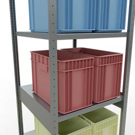 Schulte Lagertechnik Fachbodenregal-Stecksystem MULTIplus 250, Grundregal, Längenriegel, 3000x750x800 mm, 7 Böden, verzinkt