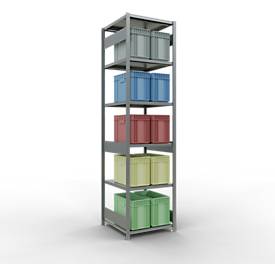 Schulte Lagertechnik Fachbodenregal-Stecksystem MULTIplus 250, Grundregal, Längenriegel, 3000x750x800 mm, 7 Böden, verzinkt