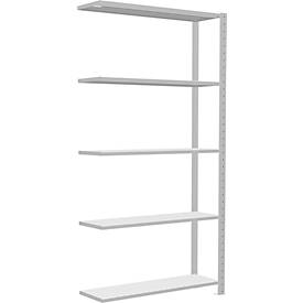 Schulte Lagertechnik Fachbodenregal Stecksystem MultiPlus250, Anbauregal, 5 Fachböden, Kreuzstrebe, B 1000 x T 300 x H 2000 mm, Lichtgrau RAL 7035