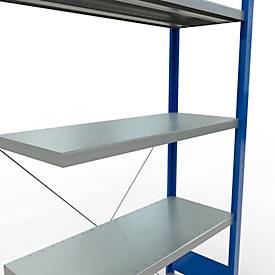 Schulte Lagertechnik Fachbodenregal Stecksystem MultiPlus250, Anbauregal, 5 Fachböden, Kreuzstrebe, B 1000 x T 400 x H 2000 mm, Enzianblau RAL 5010