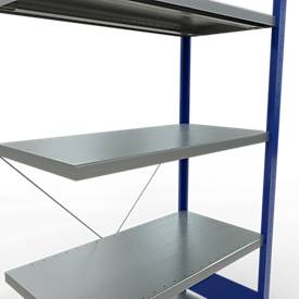 Schulte Lagertechnik Fachbodenregal Stecksystem MultiPlus250, Anbauregal, 5 Fachböden, Kreuzstrebe, B 1000 x T 500 x H 2000 mm, Enzianblau RAL 5010