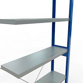 Schulte Lagertechnik Fachbodenregal Stecksystem MultiPlus250, Anbauregal, 6 Fachböden, Kreuzstrebe, B 1000 x T 300 x H 2500 mm, Enzianblau RAL 5010