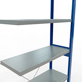 Schulte Lagertechnik Fachbodenregal Stecksystem MultiPlus250, Anbauregal, 6 Fachböden, Kreuzstrebe, B 1000 x T 400 x H 2500 mm, Enzianblau RAL 5010