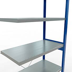 Schulte Lagertechnik Fachbodenregal Stecksystem MultiPlus250, Anbauregal, 6 Fachböden, Kreuzstrebe, B 1000 x T 500 x H 2500 mm, Enzianblau RAL 5010
