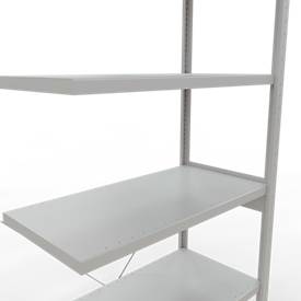 Schulte Lagertechnik Fachbodenregal Stecksystem MultiPlus250, Anbauregal, 6 Fachböden, Kreuzstrebe, B 1000 x T 500 x H 2500 mm, Lichtgrau RAL 7035