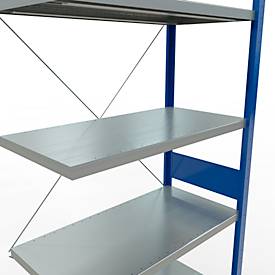 Schulte Lagertechnik Fachbodenregal Stecksystem MultiPlus250, Anbauregal, 7 Fachböden, Kreuzstrebe, B 1000 x T 500 x H 3000 mm, Enzianblau RAL 5010