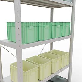 Schulte Lagertechnik Fachbodenregal Stecksystem MultiPlus250, Grundregal, 5 Fachböden, Kreuzstrebe, B 1000 x T 400 x H 2000 mm, Lichtgrau RAL 7035