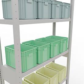 Schulte Lagertechnik Fachbodenregal Stecksystem MultiPlus250, Grundregal, 6 Fachböden, Kreuzstrebe, B 1000 x T 300 x H 2500 mm, Lichtgrau RAL 7035