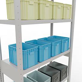 Schulte Lagertechnik Fachbodenregal Stecksystem MultiPlus250, Grundregal, 6 Fachböden, Kreuzstrebe, B 1000 x T 400 x H 2500 mm, Lichtgrau RAL 7035