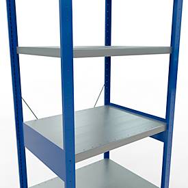 Schulte Lagertechnik Fachbodenregal Stecksystem MultiPlus250, Grundregal, 6 Fachböden, Kreuzstrebe, B 750 x T 600 x H 2500 mm, Enzianblau RAL 5010