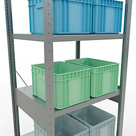 Schulte Lagertechnik Fachbodenregal Stecksystem MultiPlus250, Grundregal, 6 Fachböden, Kreuzstrebe, B 750 x T 600 x H 2500 mm, silbergrau/verzinkt