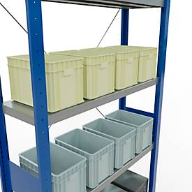 Schulte Lagertechnik Fachbodenregal Stecksystem MultiPlus250, Grundregal, 7 Fachböden, Kreuzstrebe, B 1000 x T 300 x H 3000 mm, Enzianblau RAL 5010