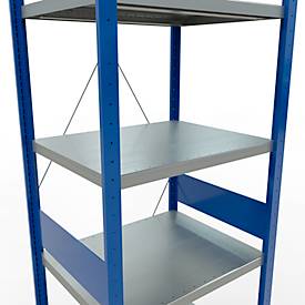Schulte Lagertechnik Fachbodenregal Stecksystem MultiPlus250, Grundregal, 7 Fachböden, Kreuzstrebe, B 750 x T 600 x H 3000 mm, Enzianblau RAL 5010