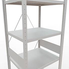 Schulte Lagertechnik Fachbodenregal Stecksystem MultiPlus250, Grundregal, 7 Fachböden, Kreuzstrebe, B 750 x T 600 x H 3000 mm, Lichtgrau RAL 7035
