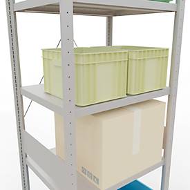 Schulte Lagertechnik Fachbodenregal Stecksystem MultiPlus250, Grundregal, 7 Fachböden, Kreuzstrebe, B 750 x T 600 x H 3000 mm, Lichtgrau RAL 7035