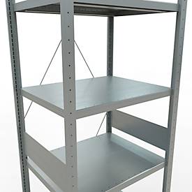 Schulte Lagertechnik Fachbodenregal Stecksystem MultiPlus250, Grundregal, 7 Fachböden, Kreuzstrebe, B 750 x T 600 x H 3000 mm, silbergrau/verzinkt