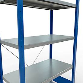 Schulte Lagertechnik Fachbodenregal Steckystem MULTIplus250, Grundregal, B 1000 x T 500 x H 2000 mm, 5 Böden, Kreuzstrebe, bis 1300 kg, enzianblau