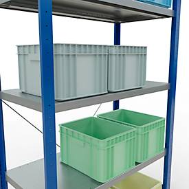 Schulte Lagertechnik Fachbodenregal Steckystem MULTIplus250, Grundregal, B 1000 x T 500 x H 2000 mm, 5 Böden, Kreuzstrebe, bis 1300 kg, enzianblau