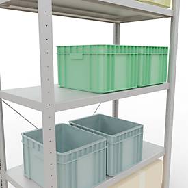 Schulte Lagertechnik Fachbodenregal Steckystem MULTIplus250, Grundregal, B 1000 x T 500 x H 2000 mm, 5 Böden, Kreuzstrebe, bis 1300 kg, lichtgrau