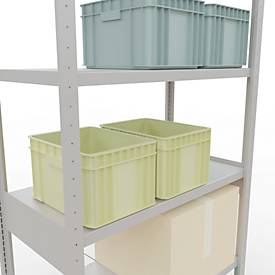 Schulte Lagertechnik Fachbodenregal Steckystem MULTIplus250, Grundregal, B 1000 x T 500 x H 2500 mm, 6 Böden, Kreuzstrebe, bis 1700 kg, lichtgrau