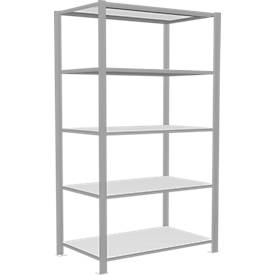 Schulte Lagertechnik Insteeksysteem voor kantoorrekken MultiPlus150, basisrek, 5 legborden, met middenscharnier, B 1000 x D 600 x H 1800 mm, lichtgrijs RAL 7035