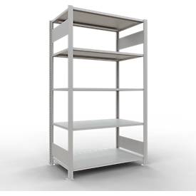 Schulte Lagertechnik Insteeksysteem voor kantoorrekken MultiPlus150, basisrek, 5 legborden, zonder middenscharnier, B 1000 x D 600 x H 1800 mm, lichtgrijs RAL 7035