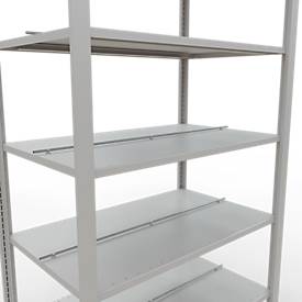 Schulte Lagertechnik MultiPlus150 insteekbaar kantoorrek, basisrek, 7 legborden, met middenaanslag, B 1000 x D 600 x H 2300 mm, RAL 7035 lichtgrijs