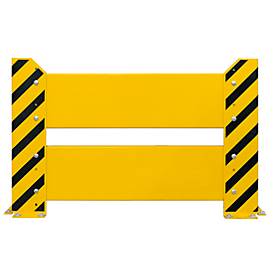 Schulte Lagertechnik Rammschutzwand für Doppel-Palettenregale, H 400 mm, für Regaltiefe 800 + 200 + 800 mm, gelb/schwarz
