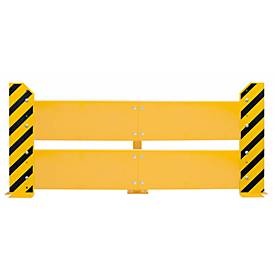 Schulte Lagertechnik Rammschutzwand für Doppel-Palettenregale, H 800 mm, für Regaltiefe 800 + 200 + 800 mm, gelb/schwarz
