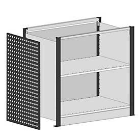 Schulte Lagertechnik Startmodul für erweiterbares Thekensystem MULTIplus, 2 Modulrahmen/1 Abschlussblende, mit Arbeitsplatte, Breite Aufsatz 806 mm