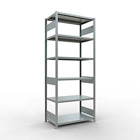 Schulte Lagertechnik Steckregal MULTIplus250, 2500 x 1000 x 600 mm, 6 Fachböden, Längenriegel, verzinkt