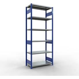 Schulte Lagertechnik Steckregal MULTIplus250, B 1000 x T 500 x H 2500 mm, 6 Fachböden, 250 kg, RAL 5010 enzianblau/verzinkt