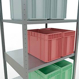 Schulte Lagertechnik Steckregal MULTIplus250, Grundregal, 3000 x 1000 x 800 mm, 7 Fachböden, verzinkt, 250 kg pro Fachboden