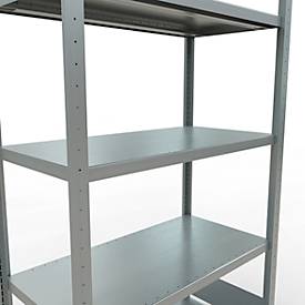 Schulte Lagertechnik Steckregal MULTIplus250, Grundregal, 5 Fachböden, 1000 x 500 x 2000 mm, 250 kg je Fachboden, verzinkt, silbergrau