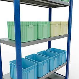 Schulte Lagertechnik Steckregal MULTIplus250, Grundregal, 5 Fachböden, 2000 x 1000 x 400 mm, 250 kg, RAL 5010 enzianblau/verzinkt