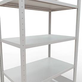 Schulte Lagertechnik Steckregal MULTIplus250, Grundregal, 5 Fachböden, B 1000 x T 600 x H 2000 mm, Stahl, RAL 7035 lichtgrau, 250 kg pro Fachboden