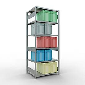 Schulte Lagertechnik Steckregal MULTIplus250, Grundregal, 6 Fachböden, B 1000 x T 800 x H 2500 mm, verzinkt, 250 kg pro Fachboden