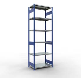 Schulte Lagertechnik Steckregal MULTIplus250, Grundregal, 7 Fachböden, 3000 x 1000 x 600 mm, 250 kg, RAL 5010 enzianblau/verzinkt