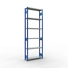 Schulte Lagertechnik Steckregal MULTIplus250, Grundregal, 7 Fachböden, B 1000 x T 300 x H 3000 mm, 250 kg, RAL 5010 enzianblau/verzinkt