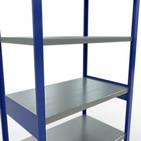 Schulte Lagertechnik Steckregal MULTIplus250, Grundregal, B 1000 x T 600 x H 2500 mm, 6 Fachböden, RAL 5010 Enzianblau/silbergrau