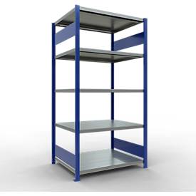 Schulte Lagertechnik Steckregal MULTIplus250, Grundregal, B 1000 x T 800 x H 2000 mm, 5 Fachböden, 250 kg, RAL 5010 enzianblau/verzinkt