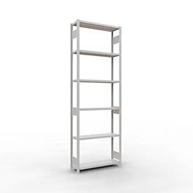 Schulte Lagertechnik Steckregale MULTIplus250, Grundregal, 5 Fachböden, 1000 x 300 x 2000 mm, 250 kg pro Fachboden, RAL 7035 lichtgrau