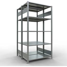 SCHULTE Lagertechnik - Stecks.Doppelgrundregal Typ 150 - 2000x1000x2x500 mm verz.2x5 Böden