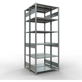 SCHULTE Lagertechnik - Stecks.Doppelgrundregal Typ 150 - 2500x1000x2x500 mm verz.2x6 Böden